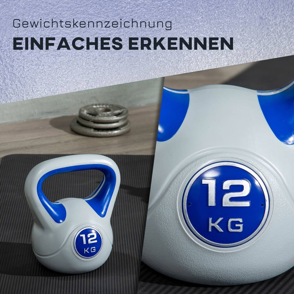 SPORTNOW Kettlebell blau Kunststoff B/H/L: ca. 17x28x24 cm