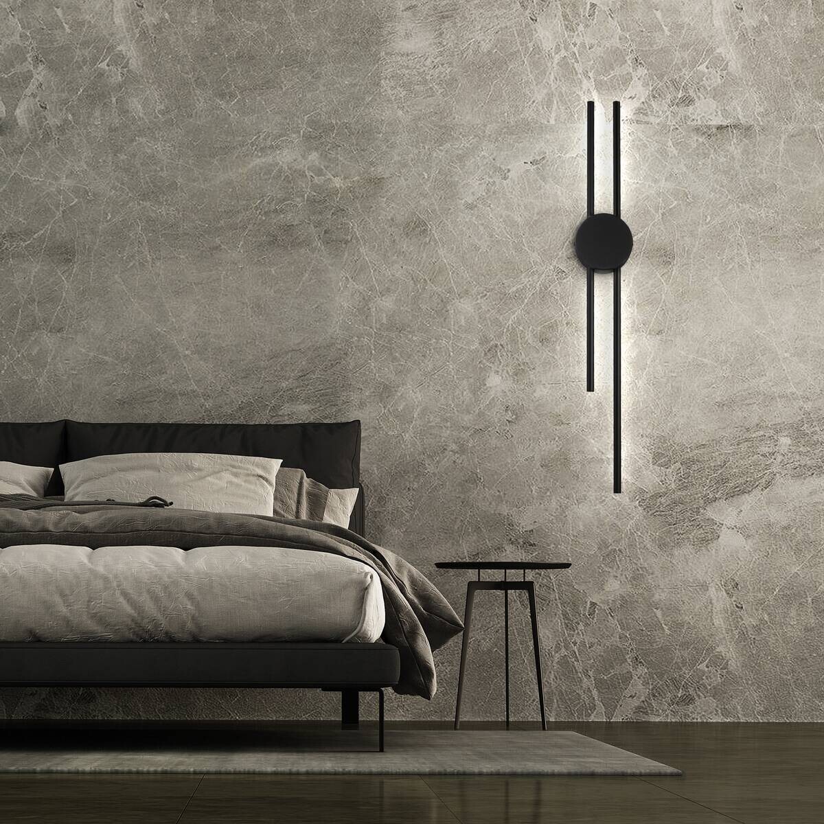 Lamkur LED-Wandleuchte LANA 47461 schwarz Metall H/L: ca. 80x12 cm 1 Brennstellen