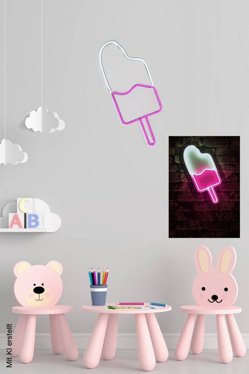 Opviq LED-Wandleuchte weiß rosa PVC B/H/T/L: ca. 17x40x2x17 cm