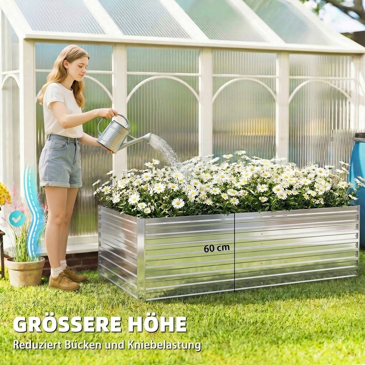 Outsunny Hochbeet silber B/H/T/L: ca. 90x60x90x180 cm