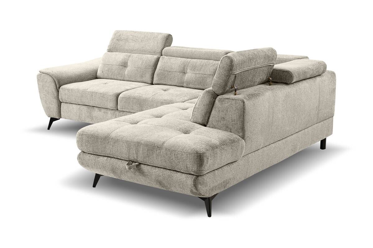 Ecksofa mit Bettfunktion und Bettkasten Greige Microfaser B/H/T: ca. 274x82x231 cm
