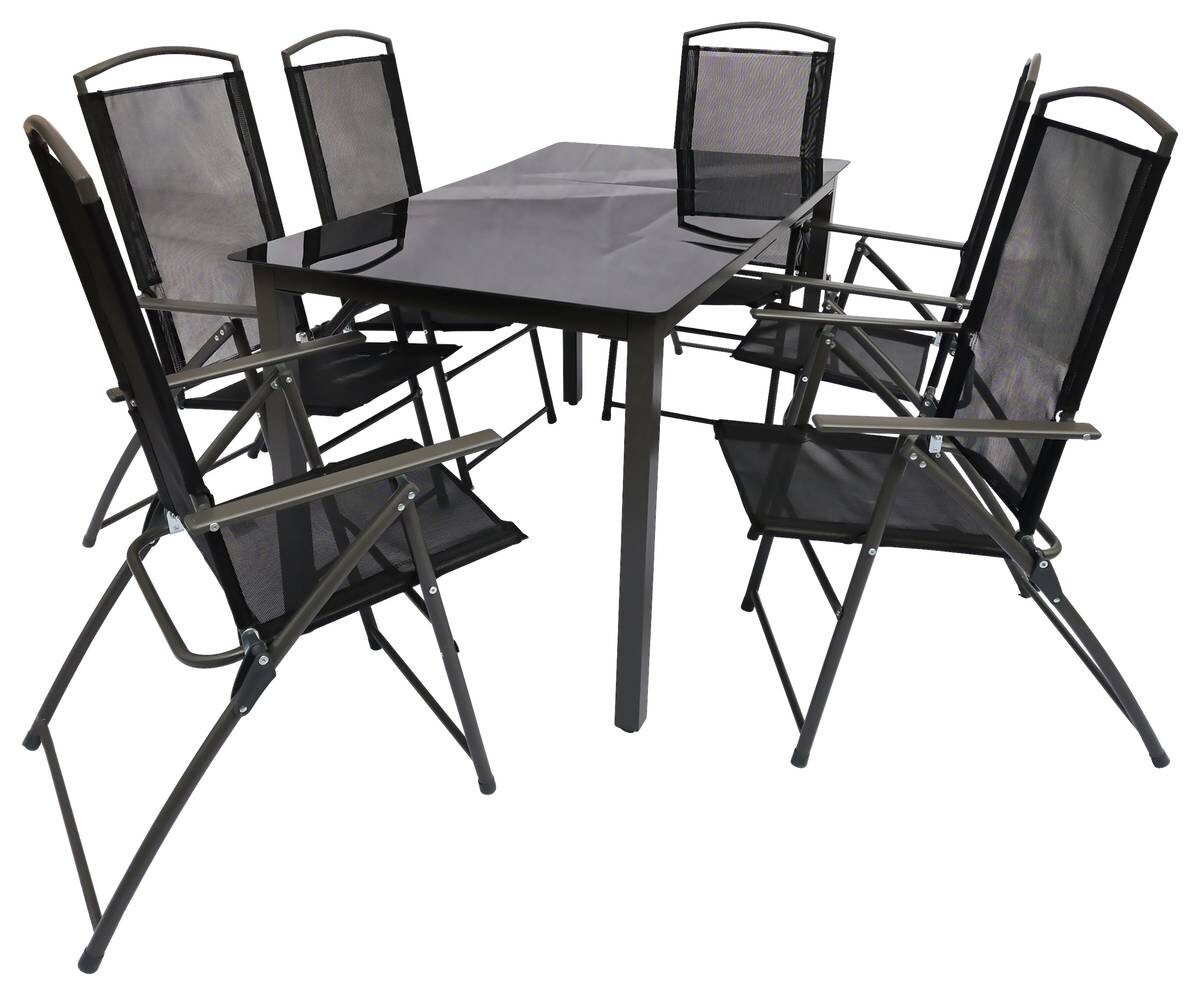 VCM Gartensitzgruppe anthrazit Stahl B/H/L: ca. 140x76x80 cm