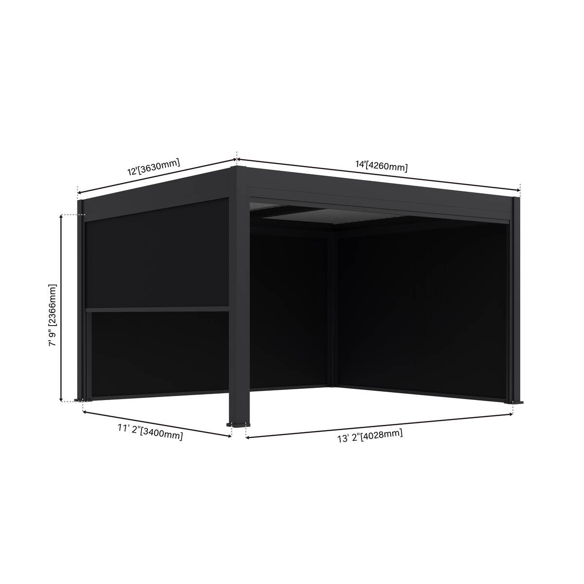 Paragon Outdoor Seitenteil für Pergola Grand Tuscan grau Aluminium B/H: ca. 403x237 cm