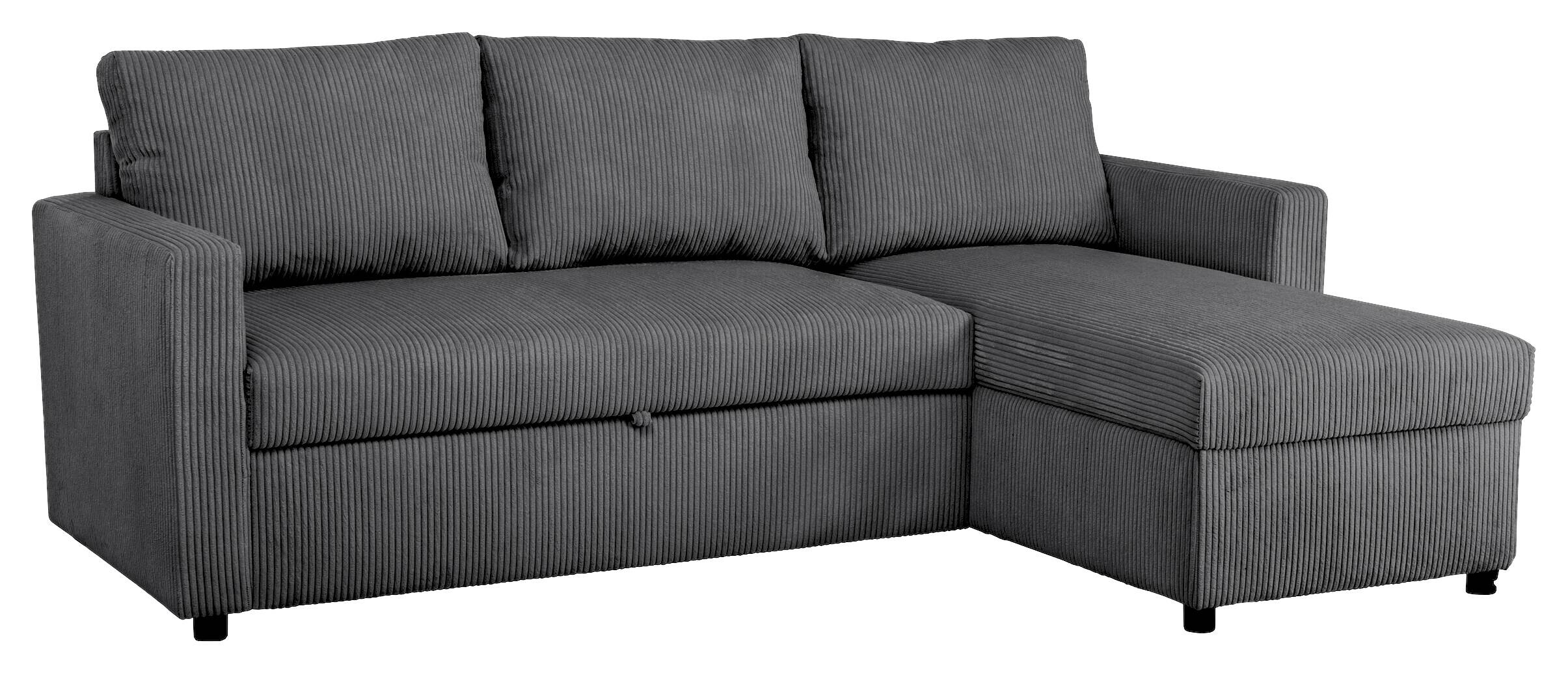 Ecksofa mit Bettfunktion und Bettkasten anthrazit Microfaser B/H/T: ca. 215x145x82 cm