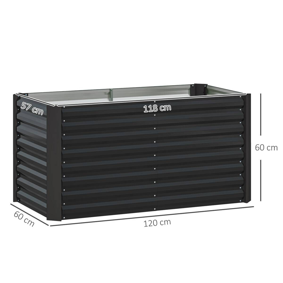 Outsunny Hochbeet 2er Set dunkelgrau Stahl B/H/L: ca. 60x60x120 cm