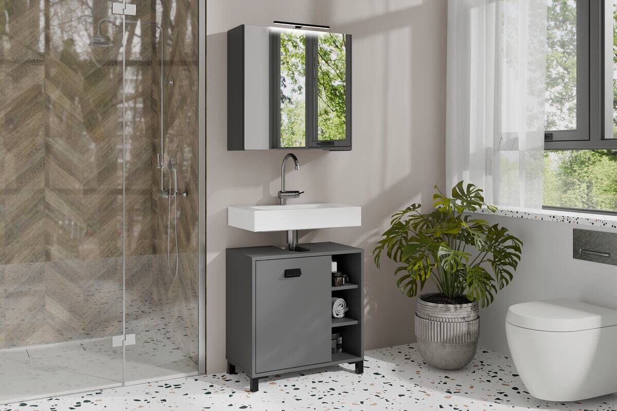 Spiegelschrank SPREE anthrazit B/H/T: ca. 60x60x15 cm