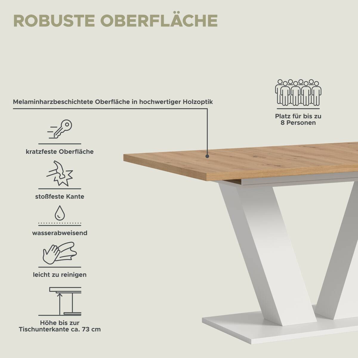 Esstisch MOTION weiß Artisan Nachbildung B/H/T: ca. 150x76x90 cm