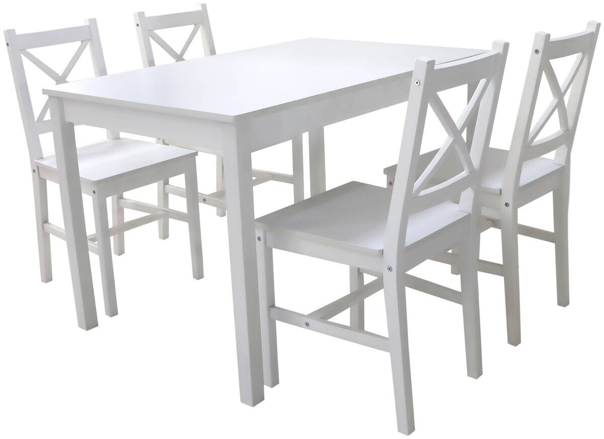 Tischgruppe Hanna weiß Holz B/H/T: ca. 118x73x75 cm