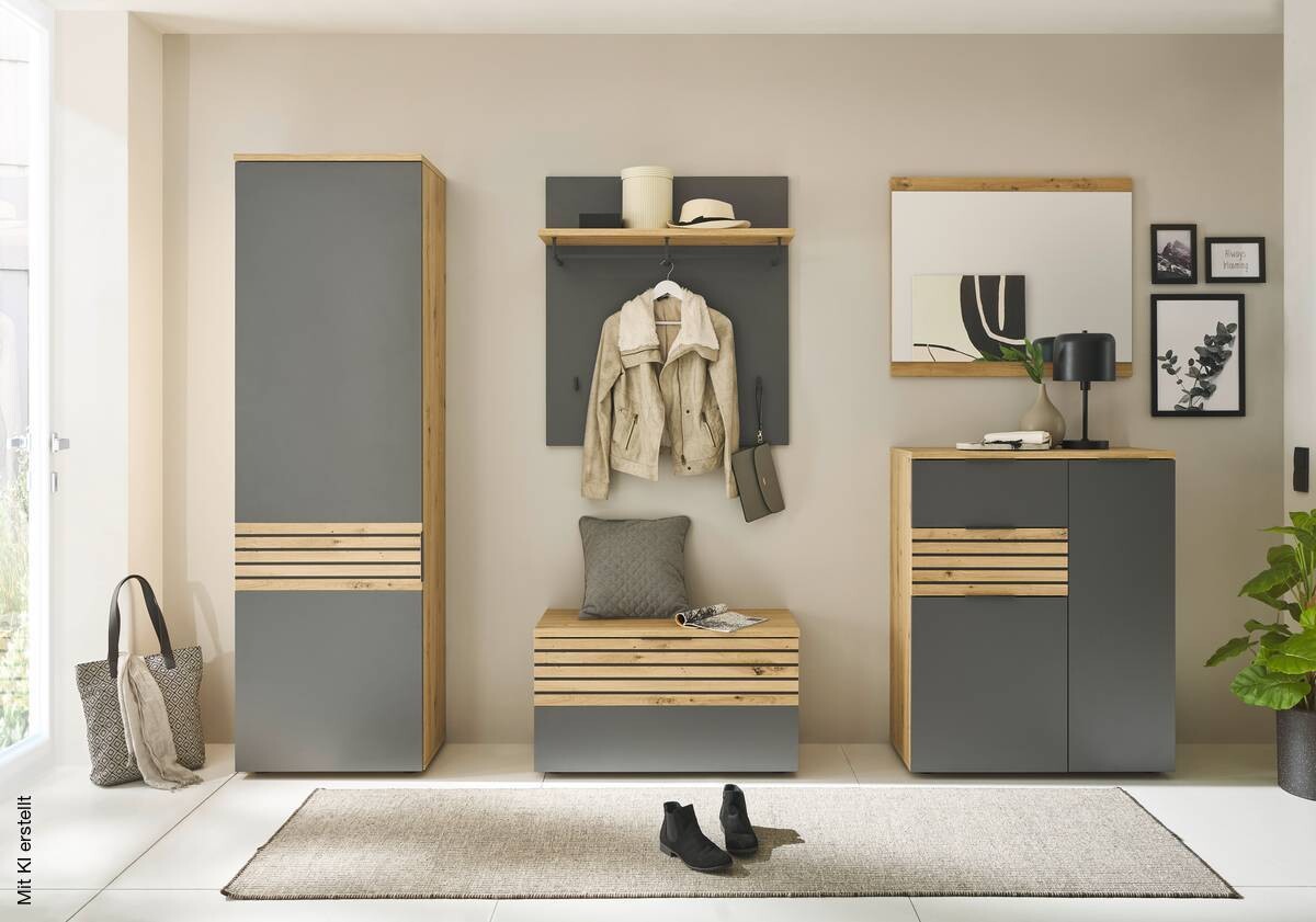 Garderobenschrank Milan Eiche Sonoma Nachbildung grau B/H/T: ca. 60x200x38 cm