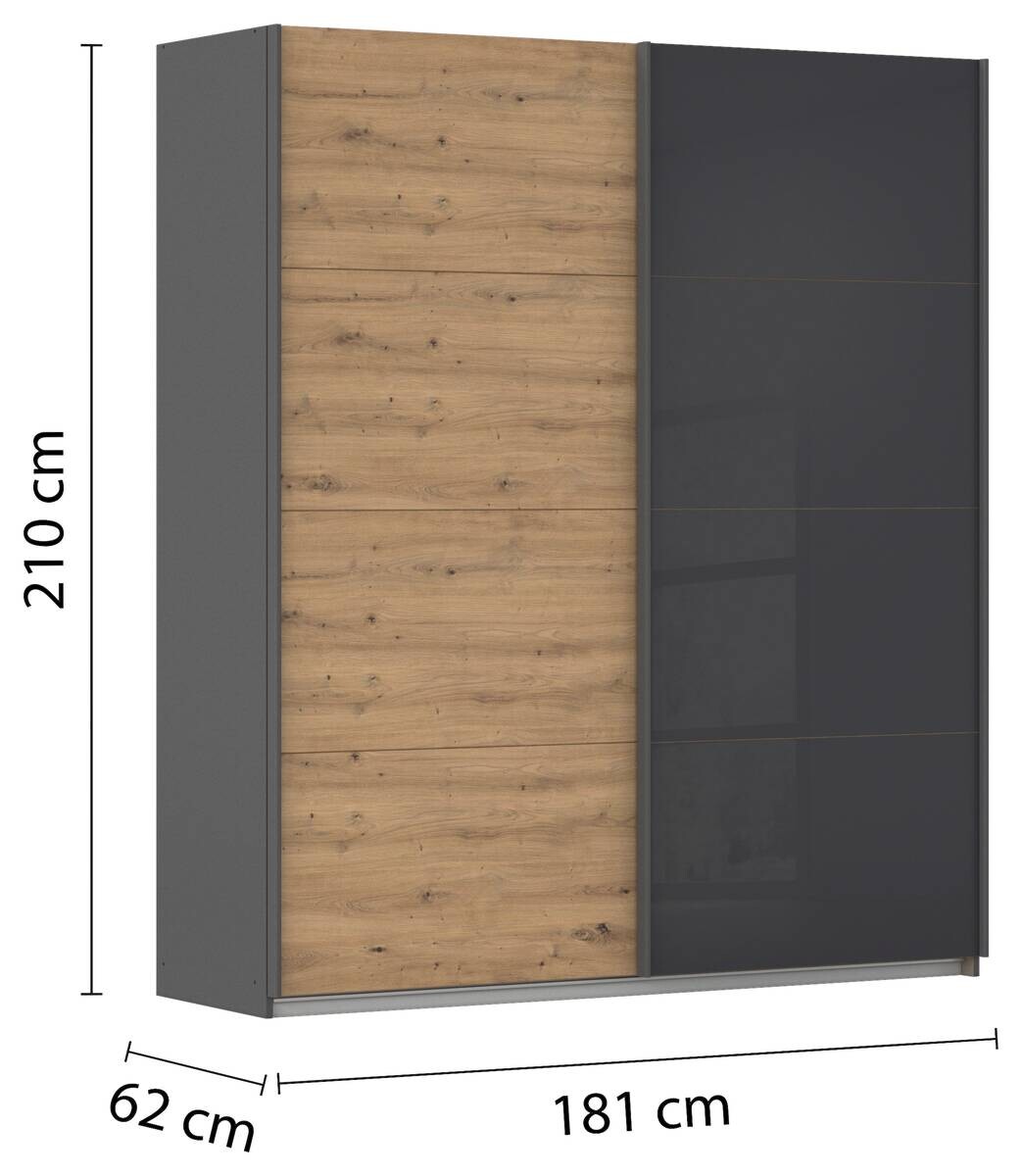 Schwebetürenschrank Quadra grau B/H/T: ca. 180x210x62 cm