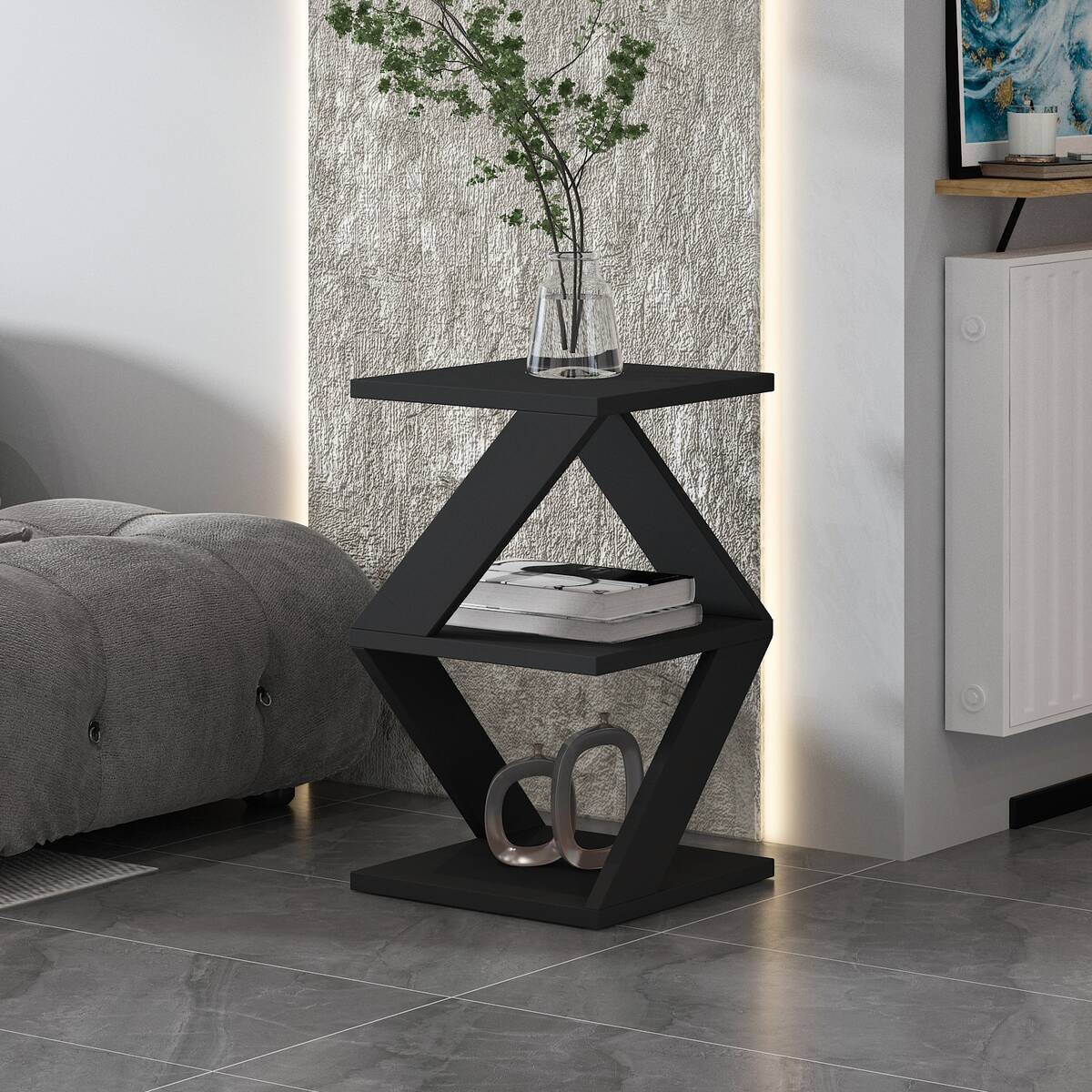 Beistelltisch Tulpe grau Spanplatte B/H/T: ca. 29,6x54,2x29,6 cm