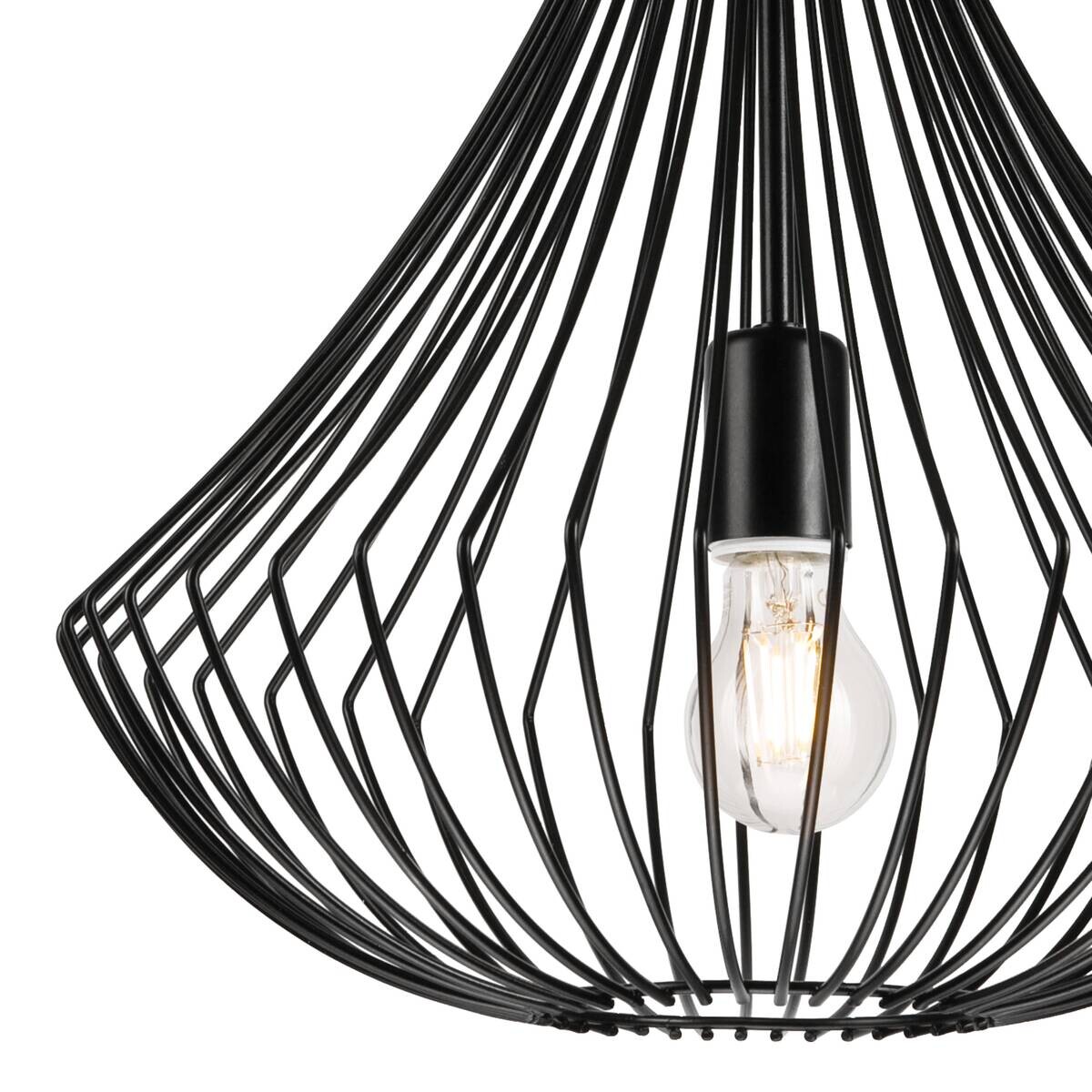 Lamkur Pendelleuchte Balerina schwarz Stahl H/L: ca. 90x38 cm E27 1 Brennstellen