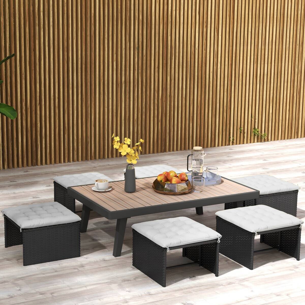 Outsunny Auflagen 6er-Set hellgrau Polyester B/H/L: ca. 40x4x40 cm