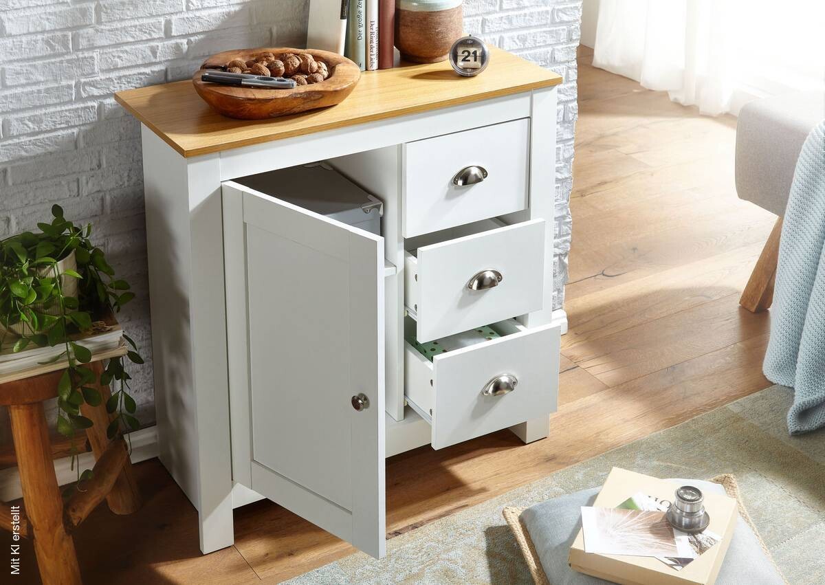 Sideboard weiß natur B/H/T: ca. 79x81x35 cm