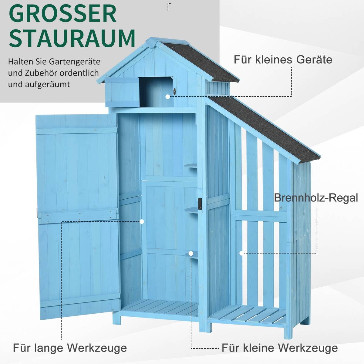 Outsunny Gartenhaus blau B/H/L: ca. 130x180x54,5 cm