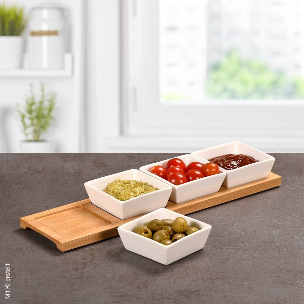 Kesper Dippschalenset natur Porzellan B/H/L: ca. 9,4x35x5 cm