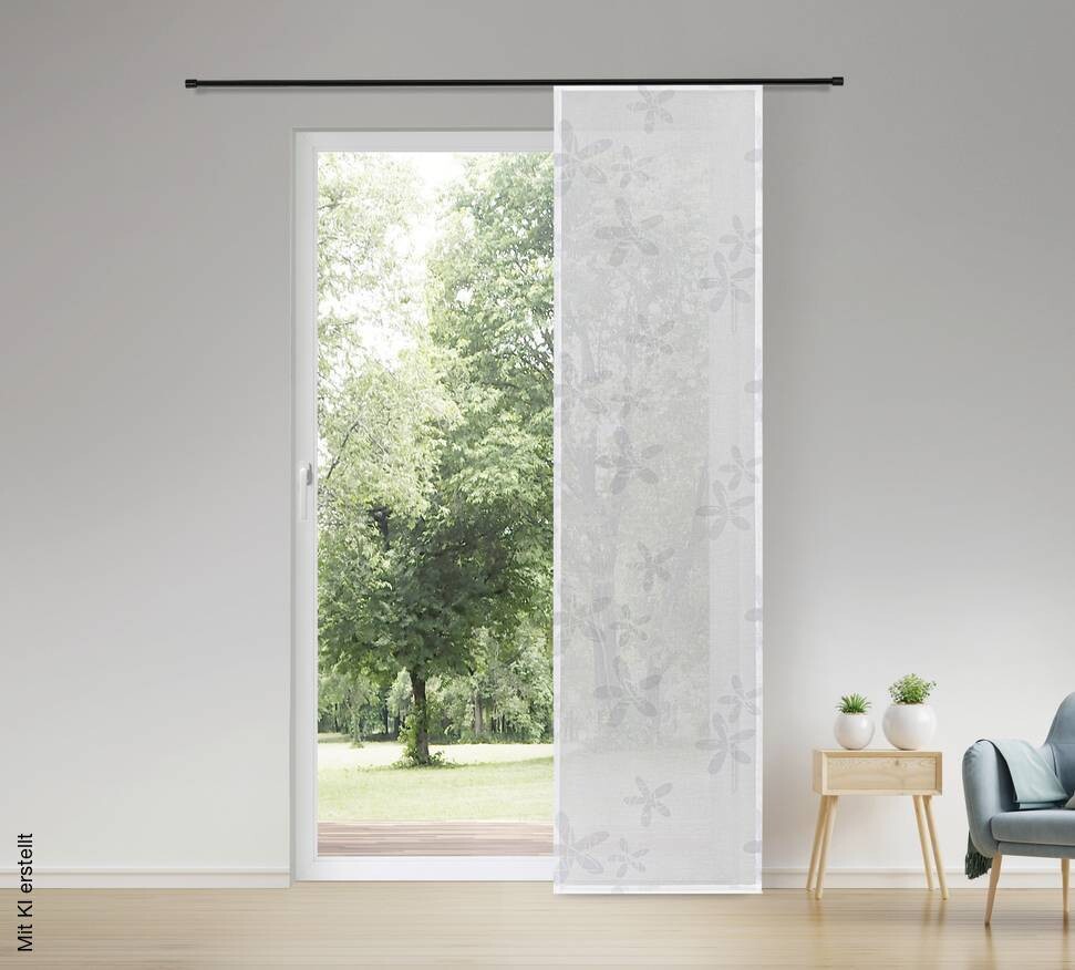 Happy Home Schiebevorhang Blume hellgrau B/L: ca. 60x245 cm