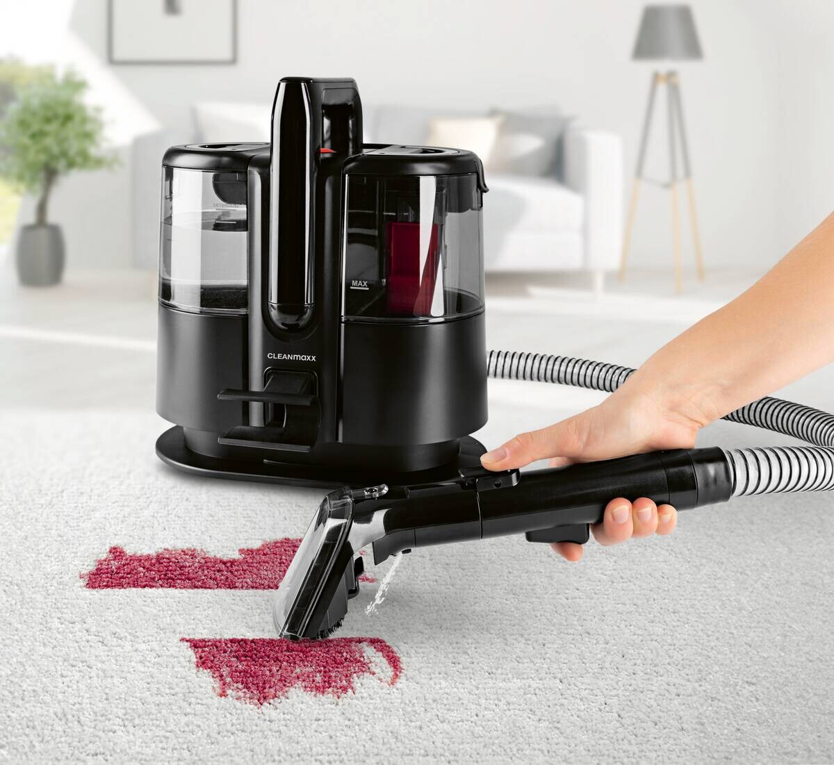 CLEANmaxx Polster -und Teppichreiniger schwarz rot Kunststoff B/H/L: ca. 33,5x33x29,5 cm