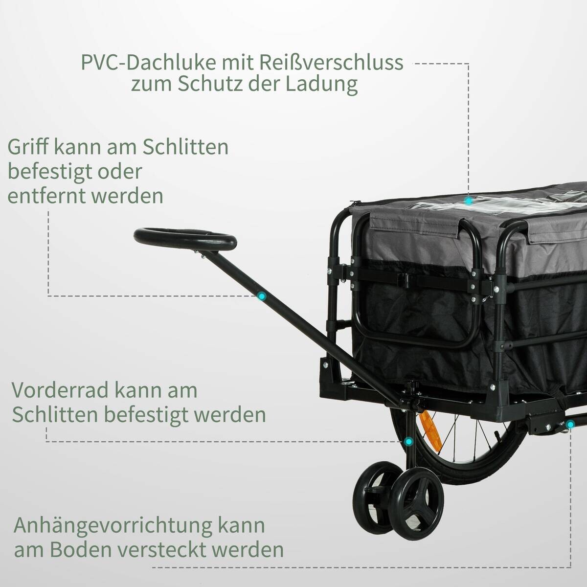 HOMCOM Fahrradanhänger grau grau B/H/L: ca. 64x130x103 cm