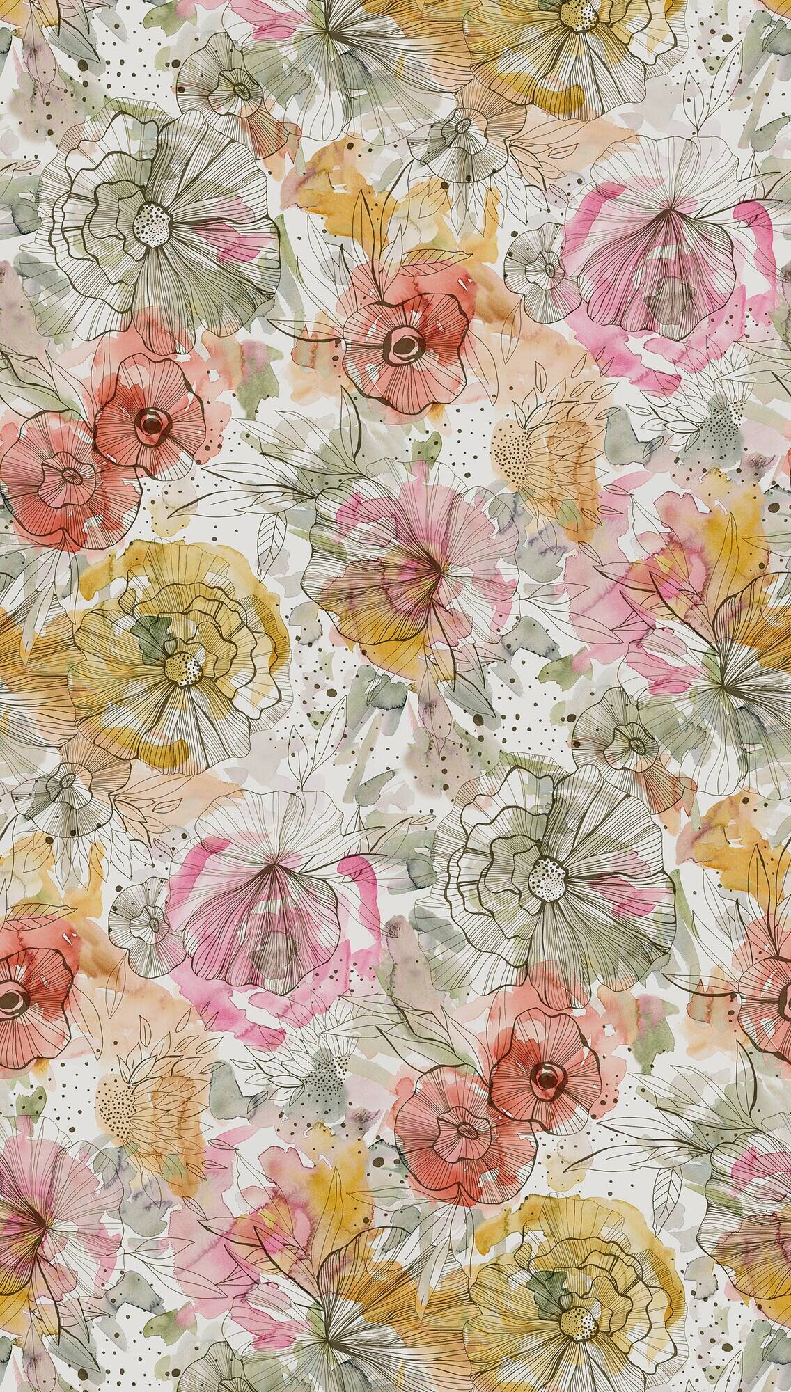 Livingwalls Fototapete Floral orange beige pink B/L: ca. 280x159 cm