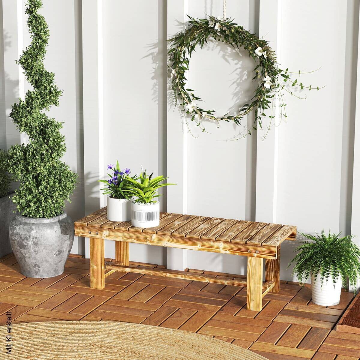 Outsunny Gartenbank braun Holz B/H/L: ca. 38x35x110 cm