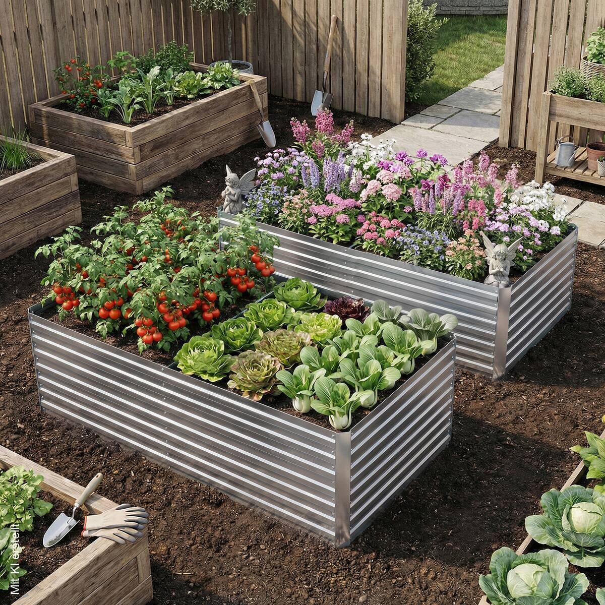 Outsunny Hochbeet silber B/H/T/L: ca. 90x60x90x180 cm