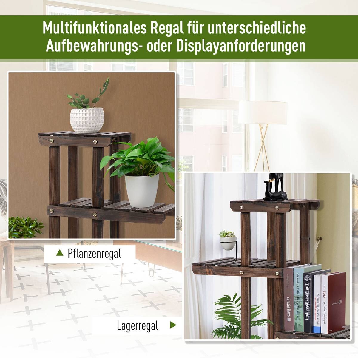 Outsunny Pflanzenregal braun B/H/L: ca. 33x80x123,5 cm