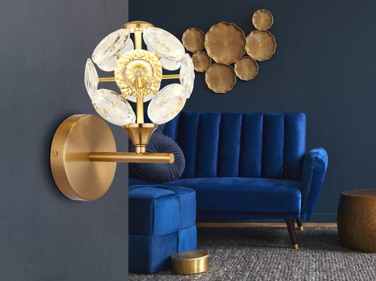 GLOBO Wandleuchte gold klar Metall B/H: ca. 15x24 cm 1 Brennstellen