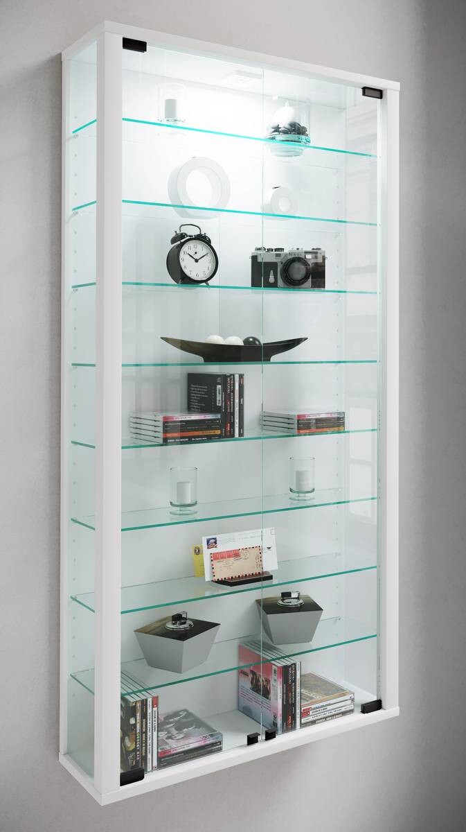 Vitrine Vitrosa Maxi weiß Holzwerkstoff Glas B/H/T: ca. 59x113x18 cm