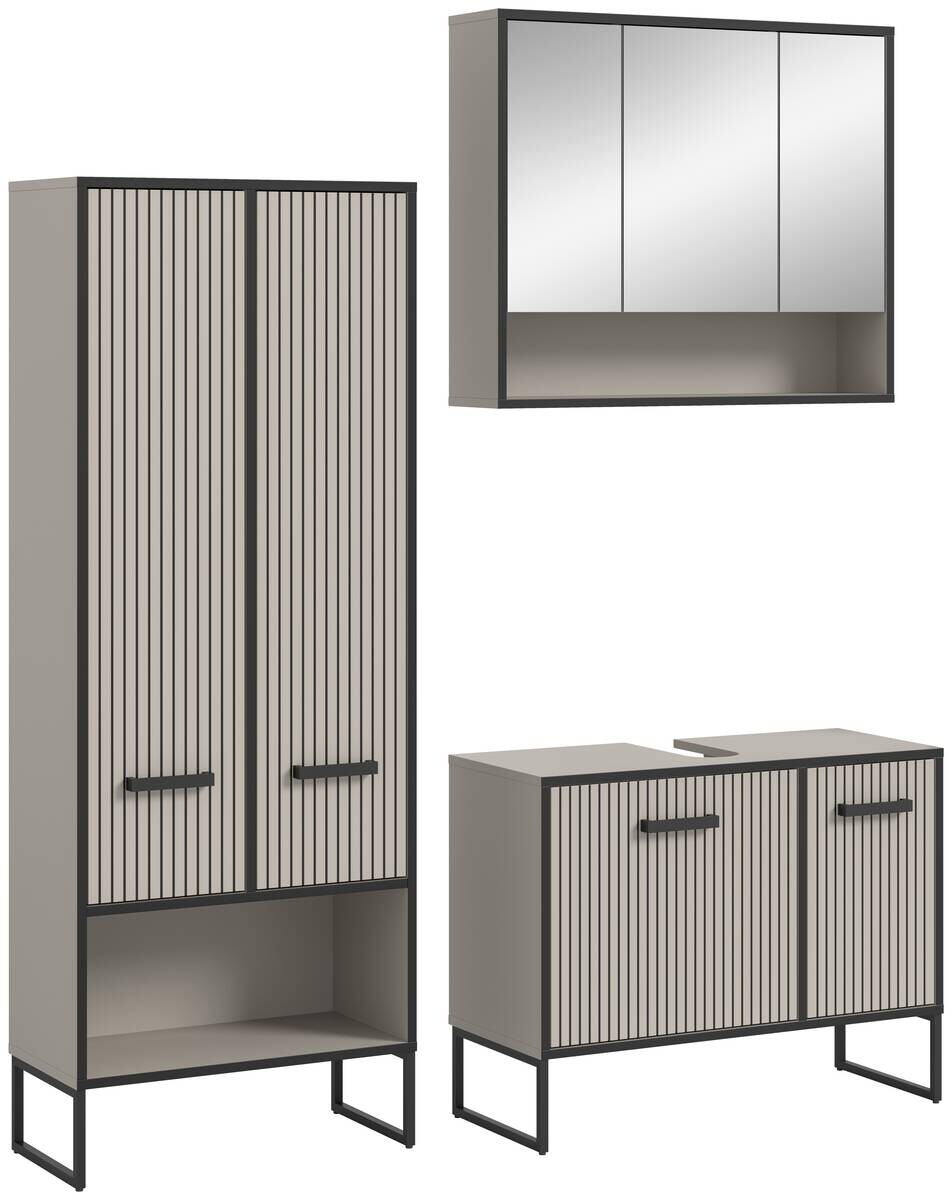 Badezimmer-Set BAGNO schwarz Kaschmirgrau Nachbildung B/H/T: ca. 154x192x36 cm