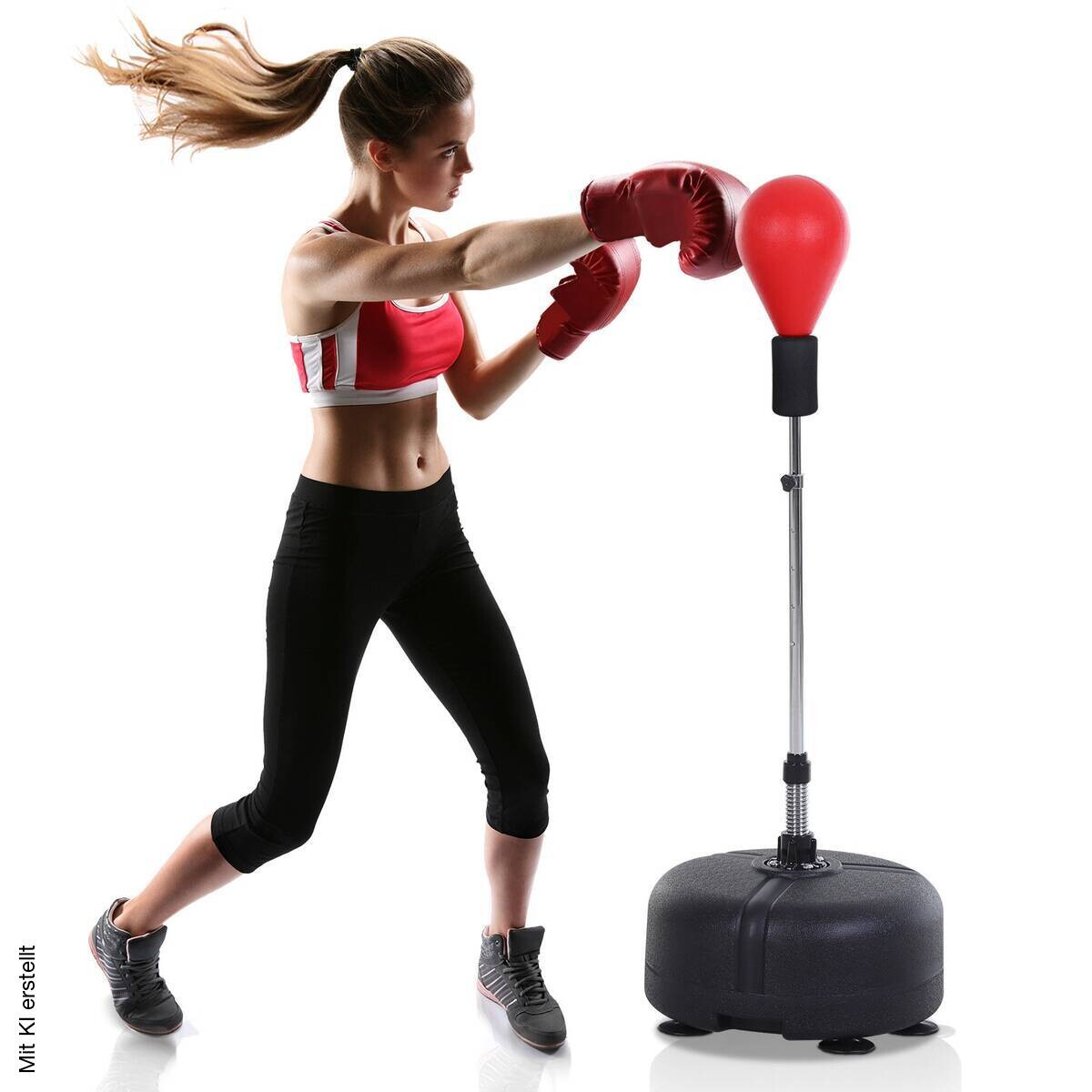 HOMCOM Punchingball-Set rot Stahl B/H/L: ca. 48x154x48 cm