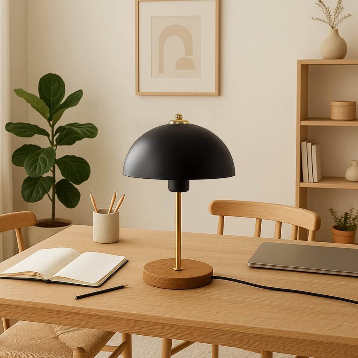 Opviq Tischleuchte schwarz Metall B/H/L: ca. 23x38x23 cm E27 1 Brennstellen