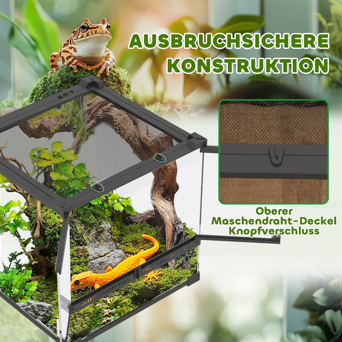 PawHut Terrarium schwarz Stahl B/H/L: ca. 30x30x30 cm