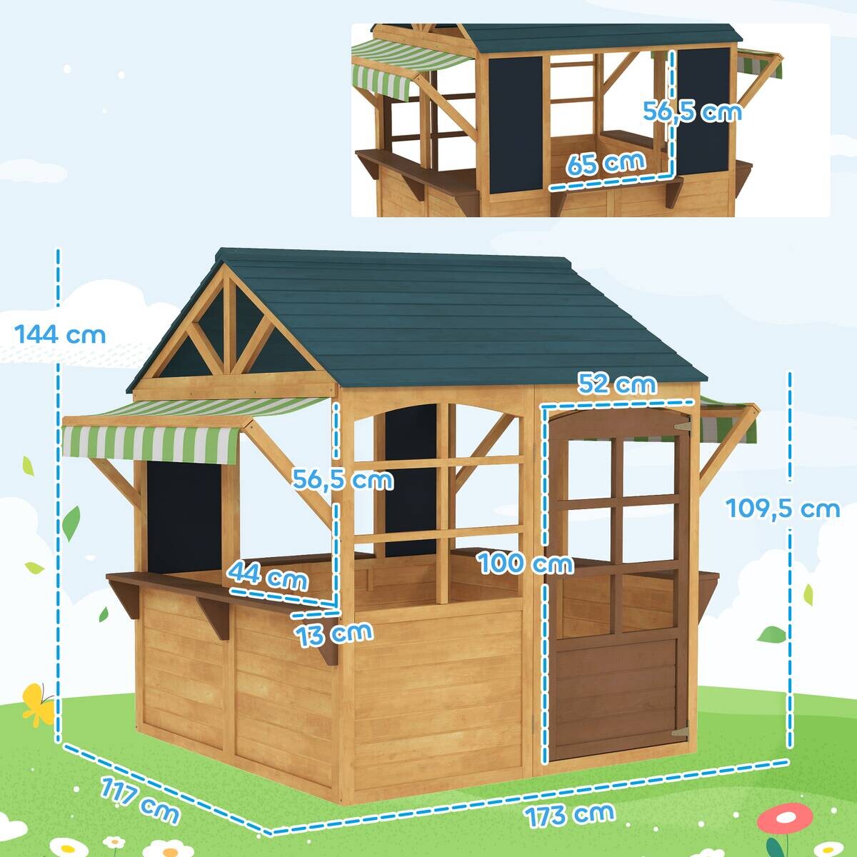 AIYAPLAY Kinderspielhaus braun B/H/L: ca. 117x144x173 cm