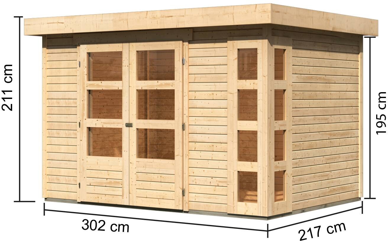 Karibu Gartenhaus Felipo 2 natur B/H/T: ca. 302x217x211 cm