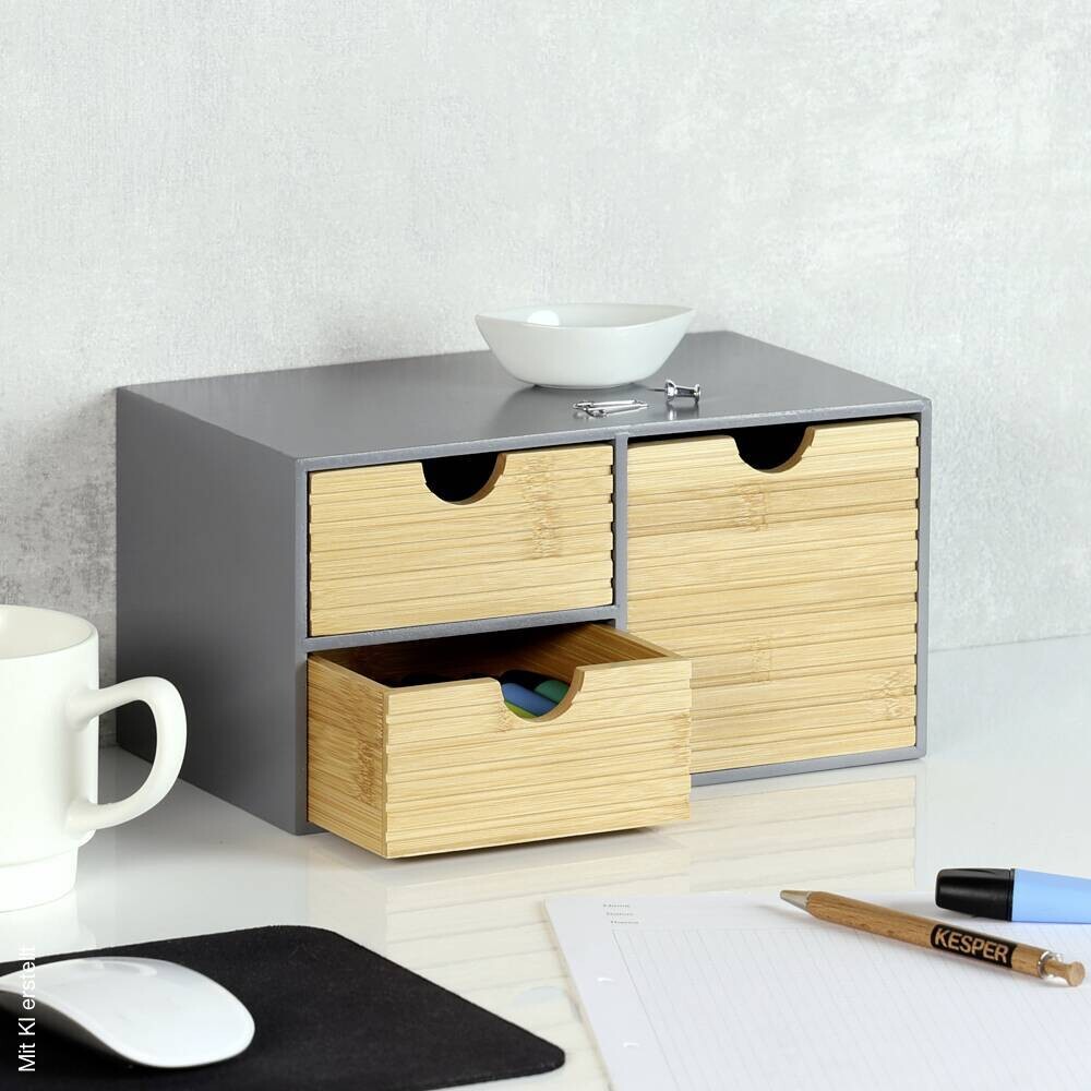 Kesper Organizer grau Holz B/H/L: ca. 16x14x27 cm