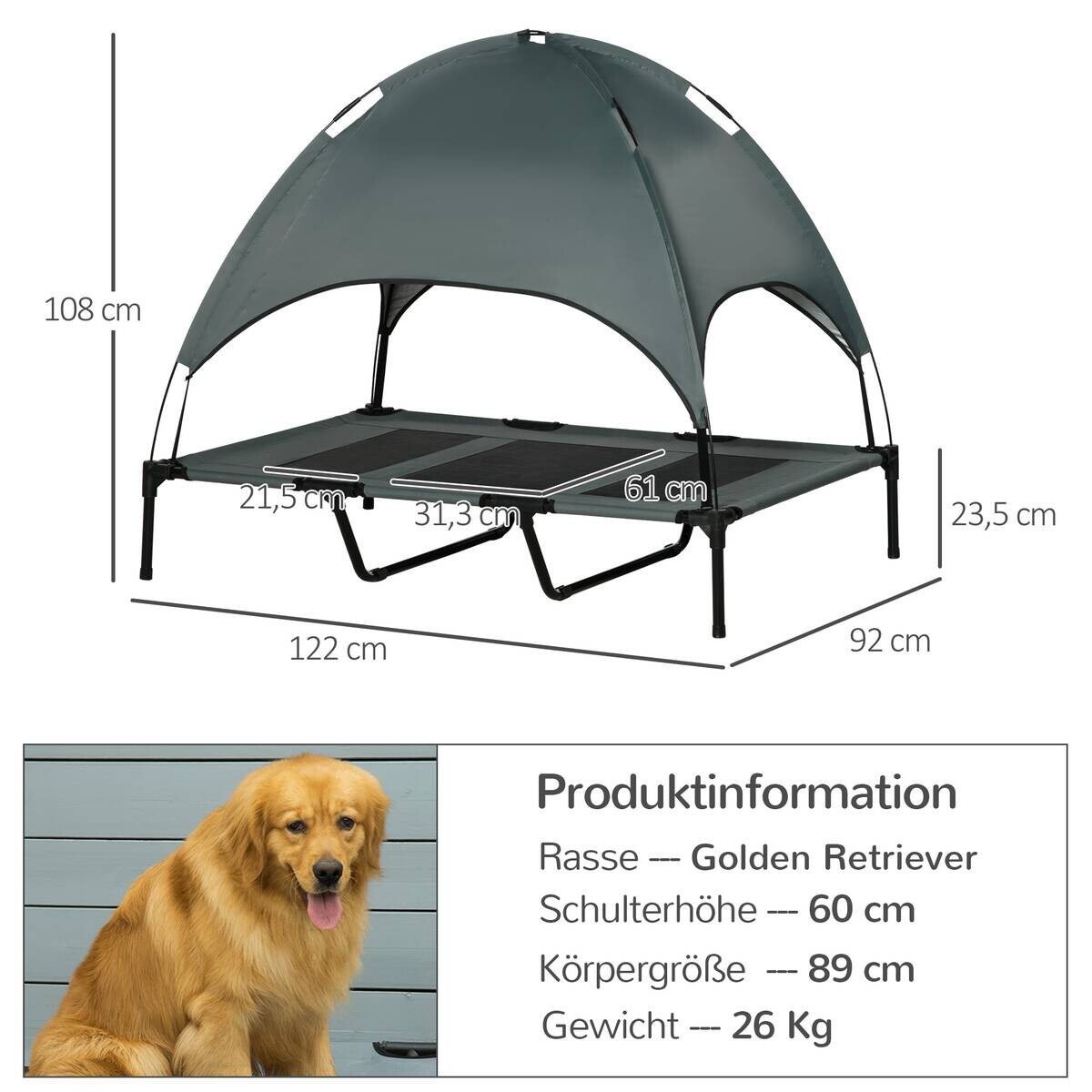 PawHut Hunde-Zubehör grau Edelstahl B/H/L: ca. 92x122x108 cm