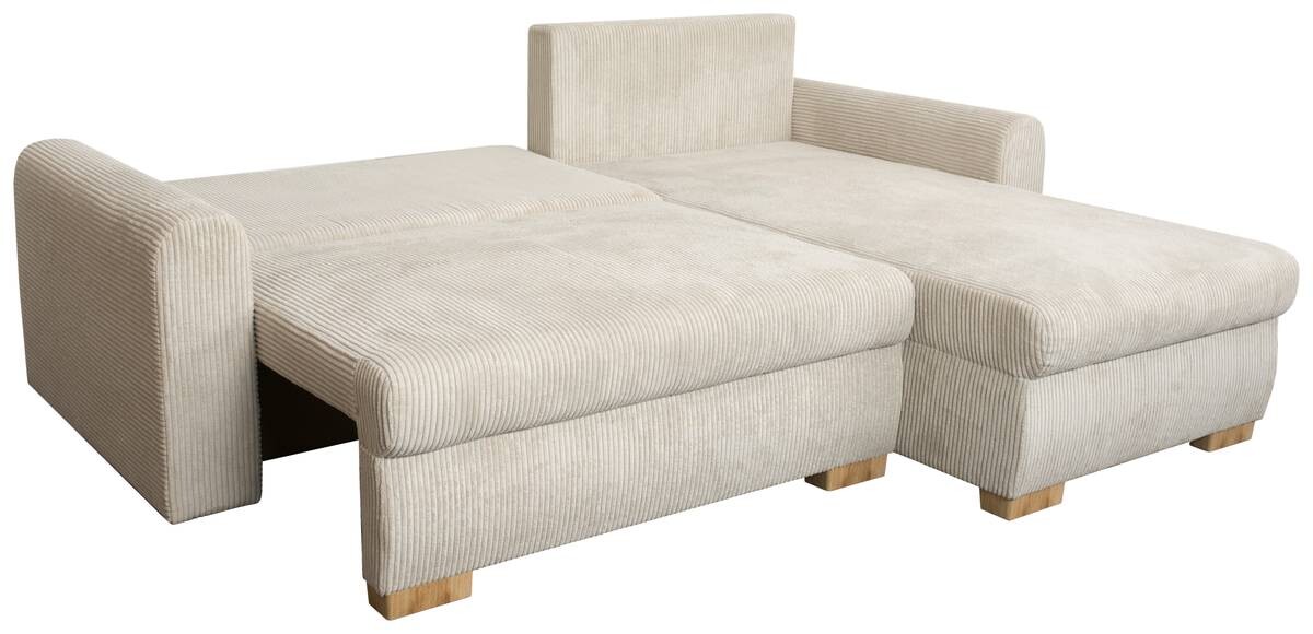 Ecksofa mit Bettfunktion und Bettkasten beige Microfaser B/H/T: ca. 224,5x90x168 cm