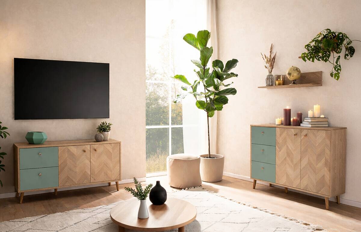 Sideboard Visby Pistazie Eiche Nachbildung B/H/T: ca. 109x63,9x33,05 cm