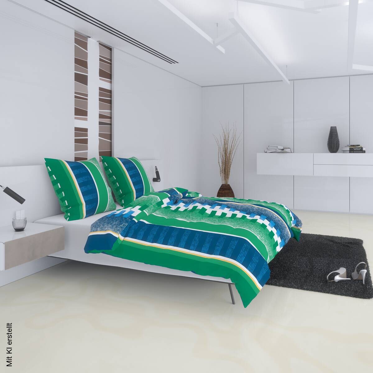 Microfaser Bettwäsche blau Polyester B/L: ca. 135x200 cm