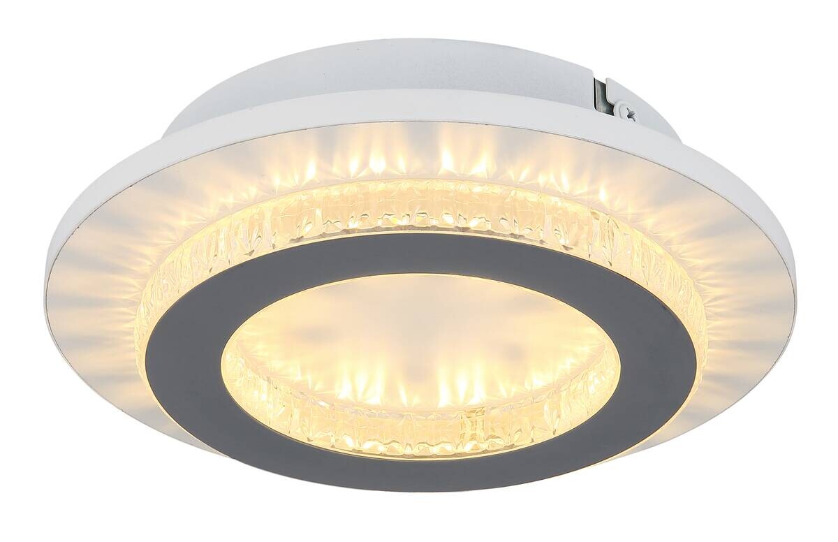 GLOBO LED-Deckenleuchte klar hellgrau weiß Kunststoff Metall H/D: ca. 5,5x20 cm 1 Brennstellen