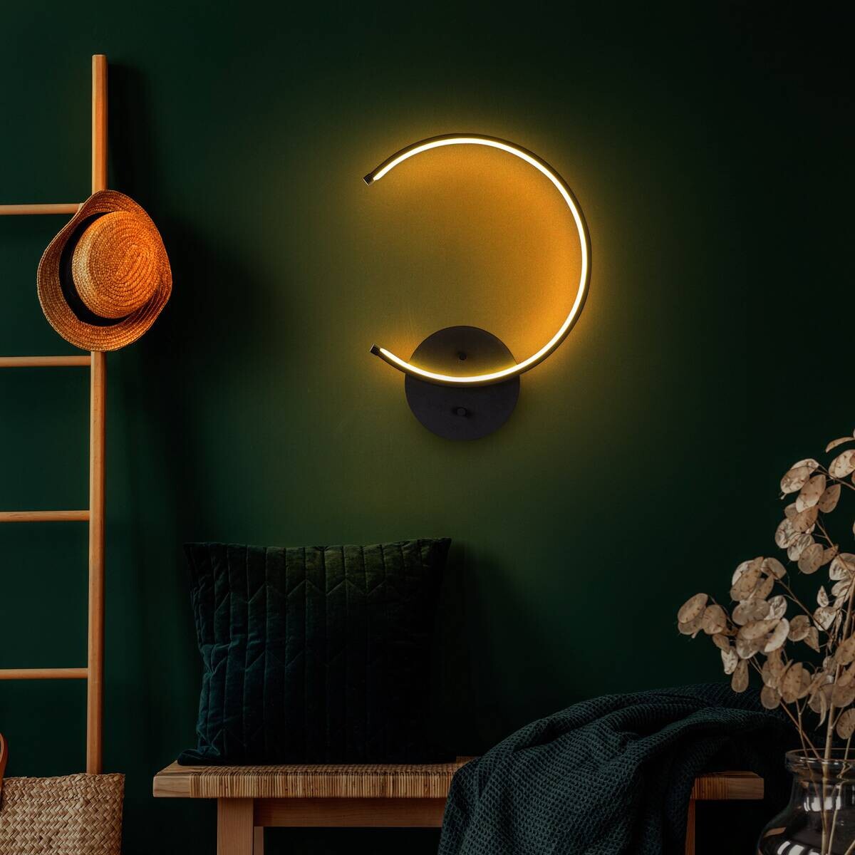 Opviq Wandleuchte Moon schwarz Metall B/H/T/L: ca. 33x46x6x33 cm