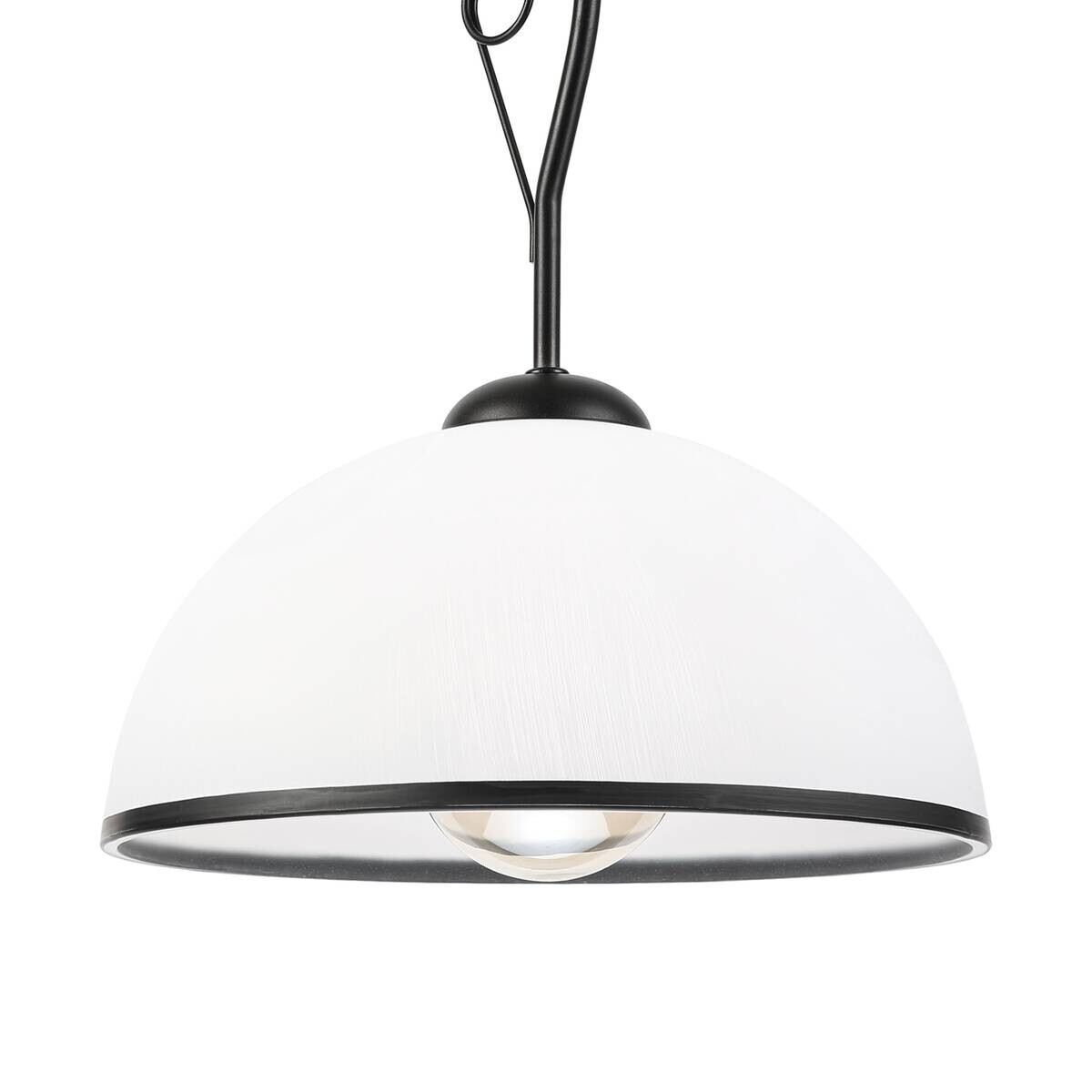 Lamkur Pendelleuchte beige weiß Glas Stahl B/H/L: ca. 32,5x45x32,5 cm E27 1 Brennstellen