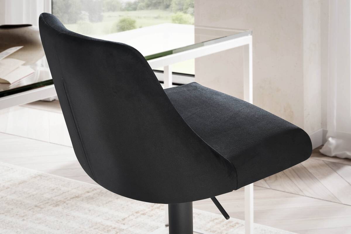 Barhocker schwarz Samt B/H/T: ca. 45x106x51 cm