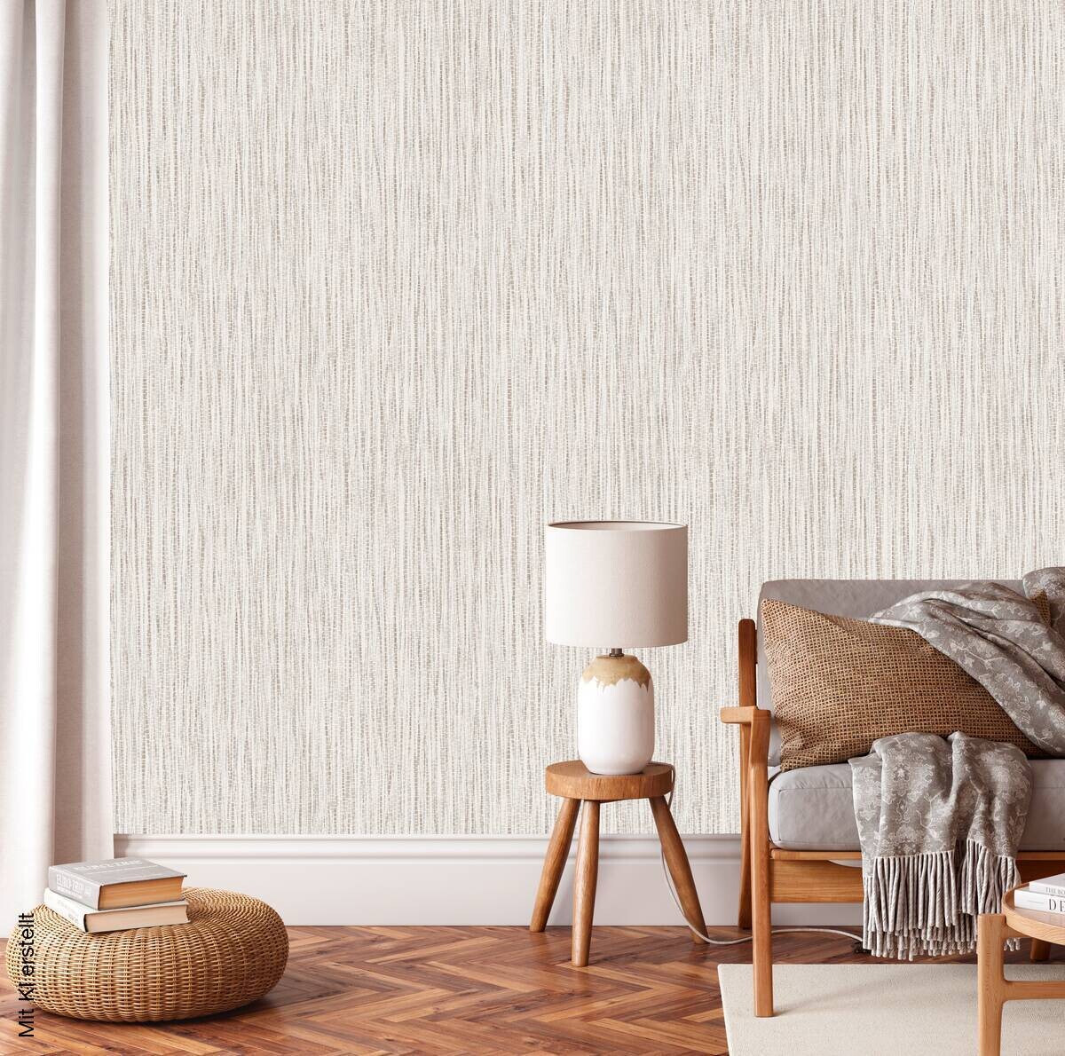 UGEPA Vliestapete Textiloptik hellbeige B/L: ca. 53x1005 cm