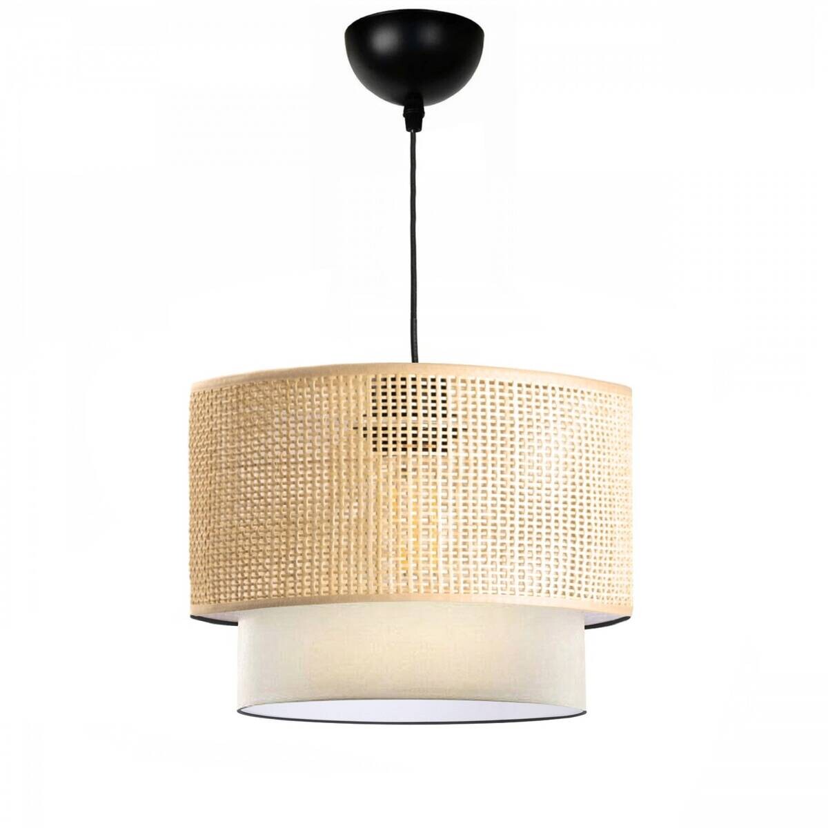 Pendelleuchte beige Bambus B/H/L/D: ca. 30x70x30x30 cm E27 1 Brennstellen