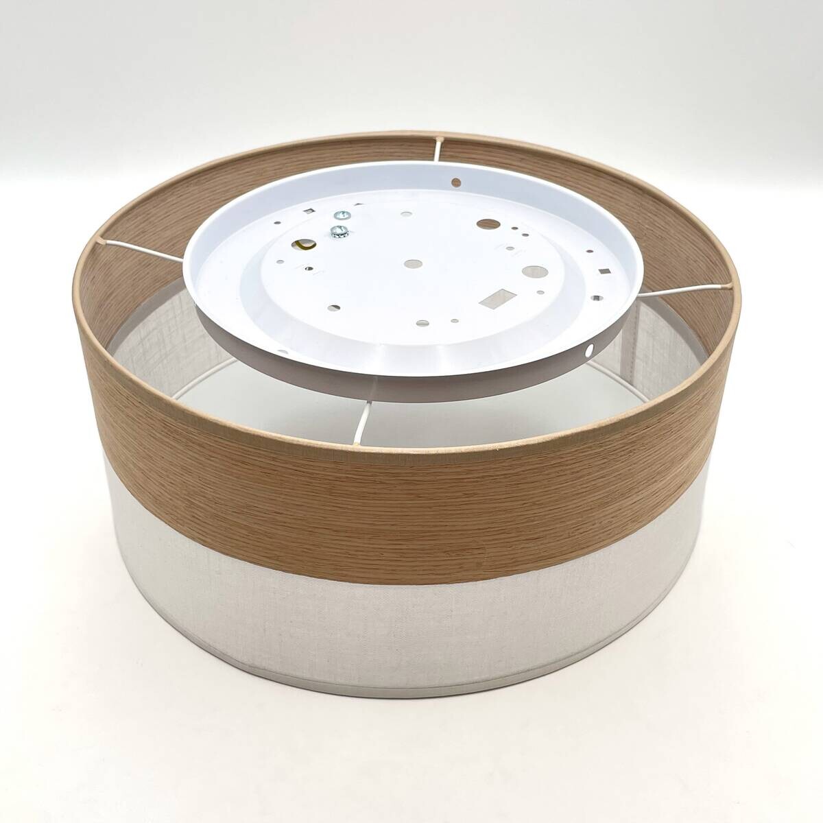 Lamkur Deckenleuchte weiß Eiche PVC Holz B/H/L: ca. 35x15x35 cm E27 1 Brennstellen