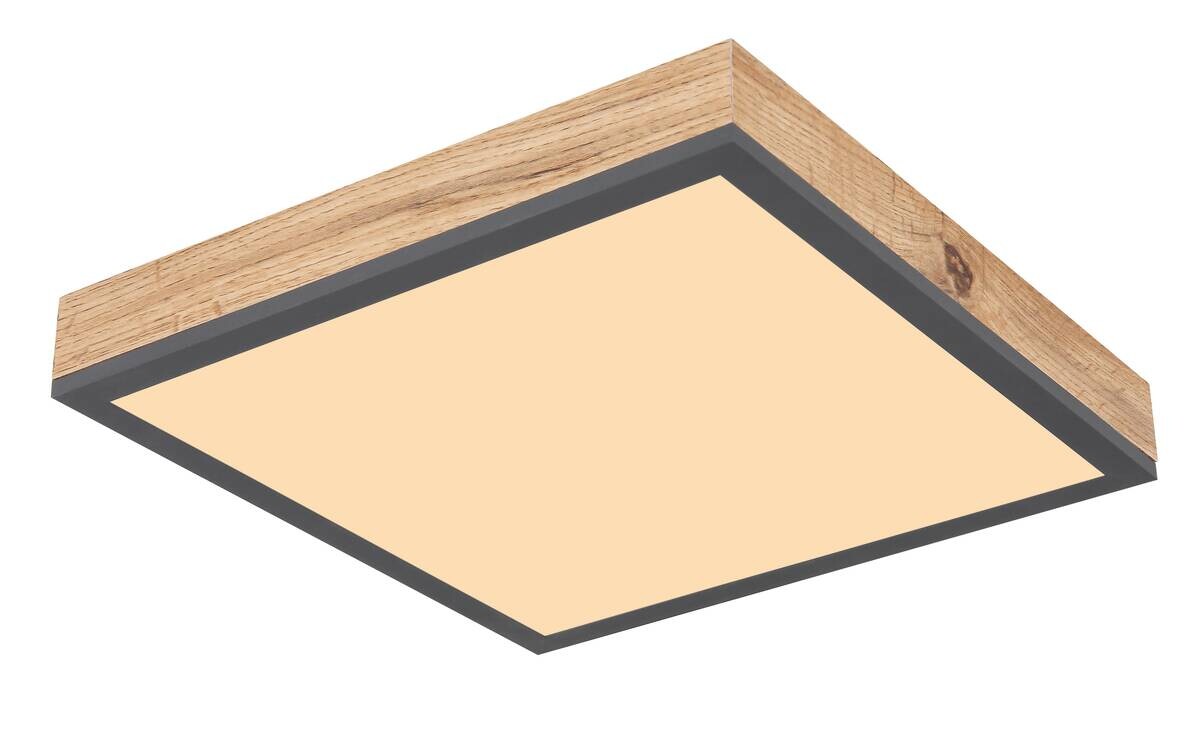 LED-Deckenleuchte Doro Holzoptik Graphit Metall Kunststoff Holz B/H/L: ca. 30x6x30 cm