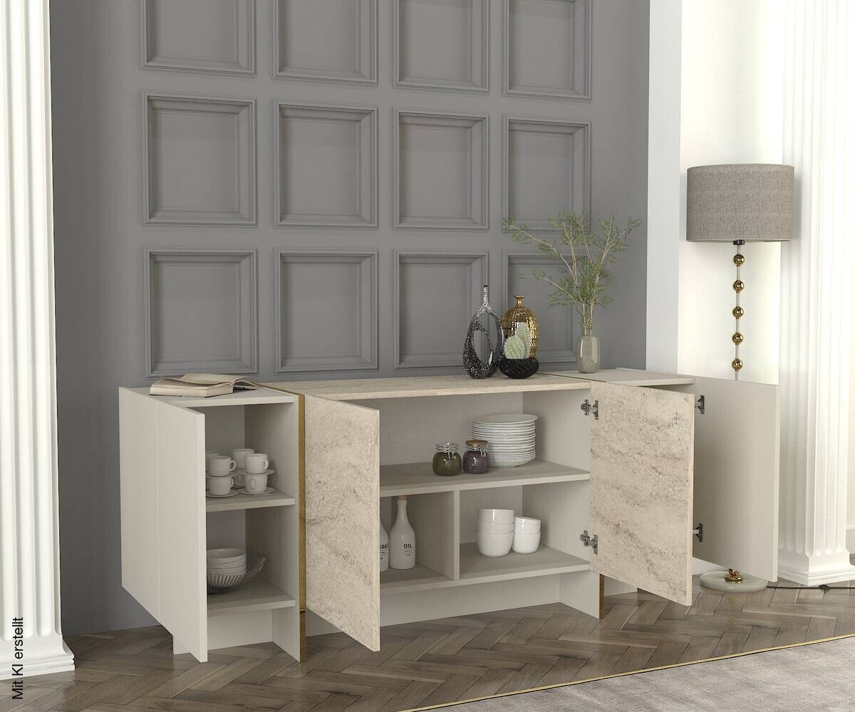 Sideboard Veyron beige granit Optik B/H/T: ca. 180x75,5x46,6 cm