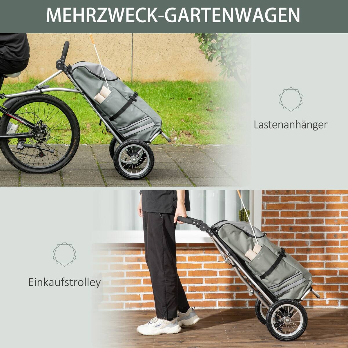HOMCOM Fahrradanhänger silber silber B/H/L: ca. 43x53x110 cm